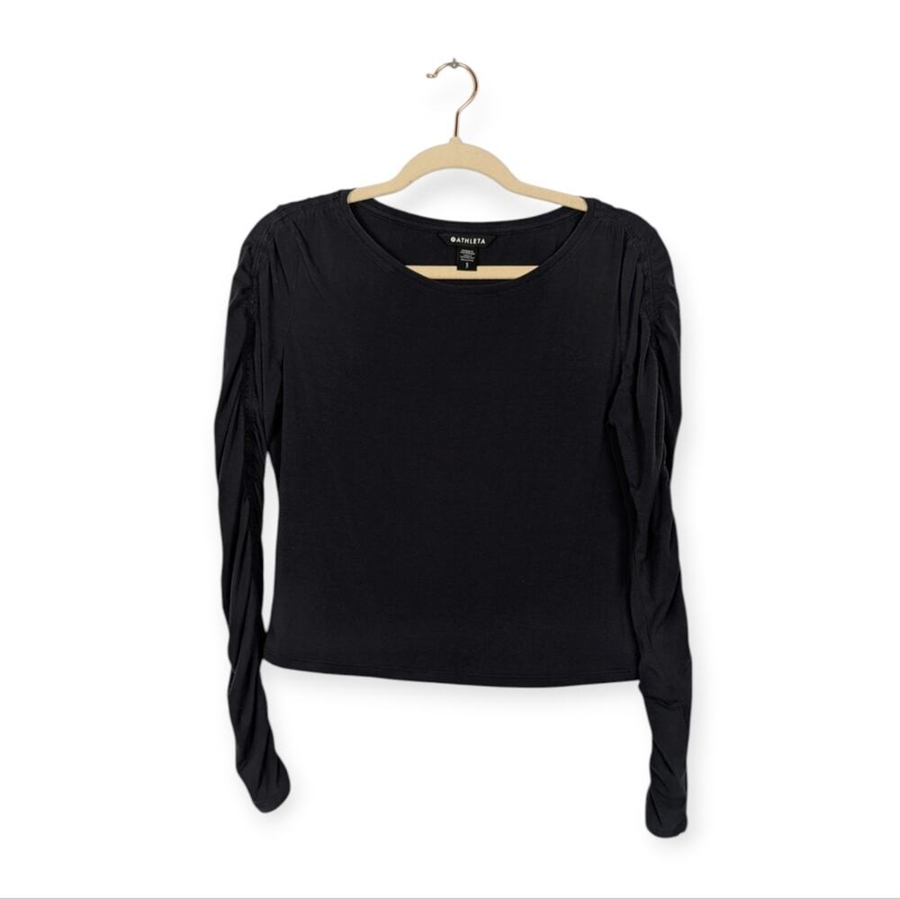 Athleta Black All Around Ruched Long Sleeve Top Size S